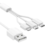 Кабель USB - microUSB/USB Type-C/Lightning, 0.2м, KS-IS KS-478W-0.2