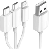 Кабель USB - microUSB/USB Type-C/Lightning, 1.2м, KS-IS KS-478W-1.2
