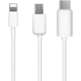 Кабель USB - microUSB/USB Type-C/Lightning, 1.2м, KS-IS KS-478W-1.2