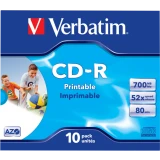 Диск CD-R Verbatim 700MB 52x AZO Jewel Case Printable (10 шт.) (43325)