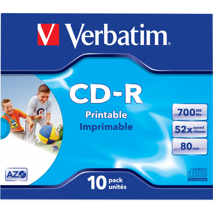Диск CD-R Verbatim 700MB 52x AZO Jewel Case Printable (10 шт.) (43325) - фото 3