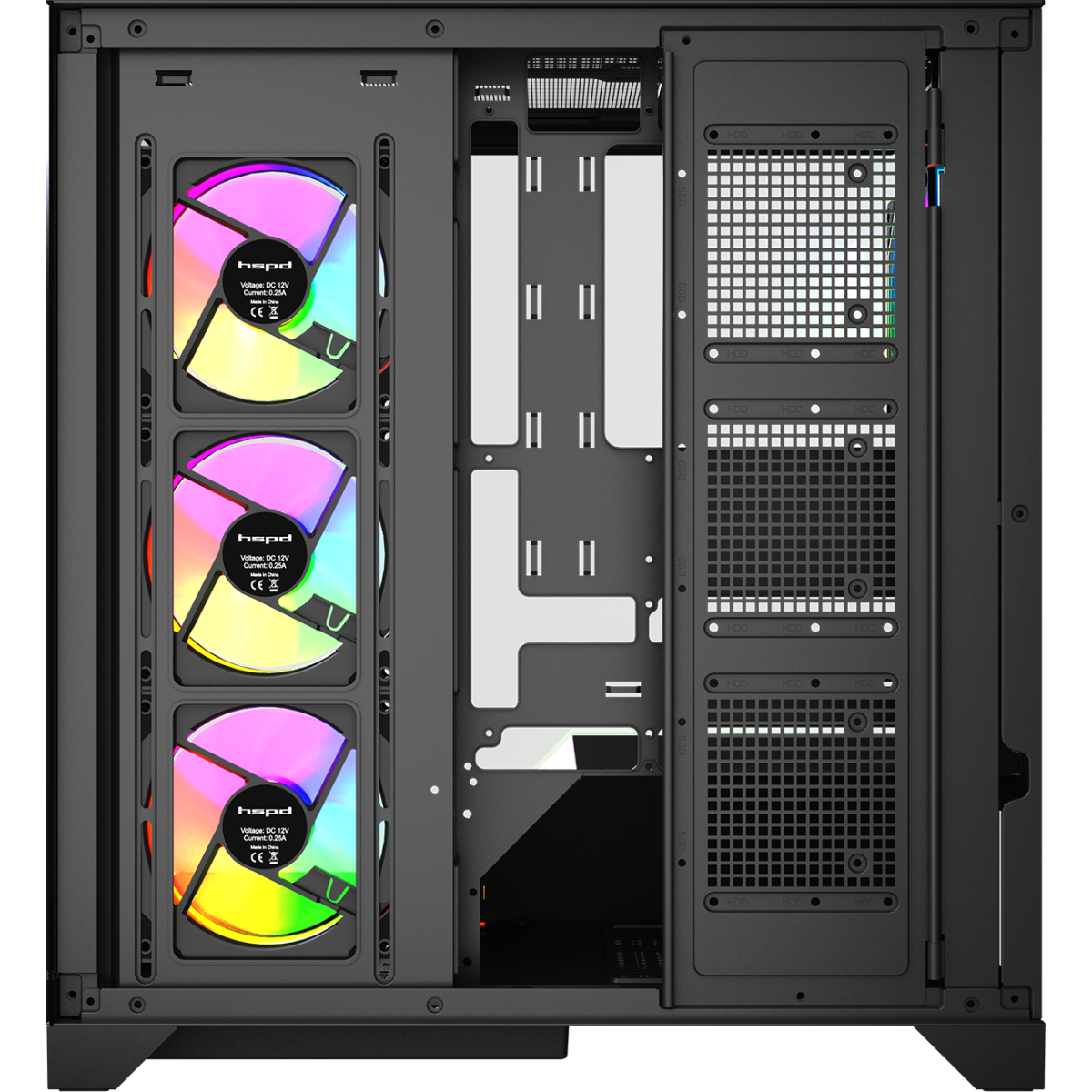 Корпус HSPD F550-TGBK-ARGB Black - фото 6