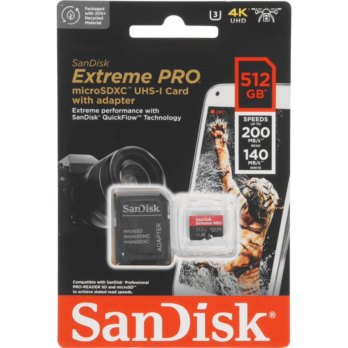 ..... Карта памяти 512GB MicroSD SanDisk Extreme Pro + SD адаптер (SDSQXCD-512G-GN6MA) (5C10) Б/У - фото 2