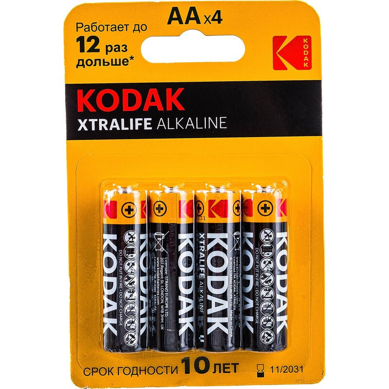 Батарейка Kodak XTRALIFE Alkaline (AA, 4 шт.) - B0014328