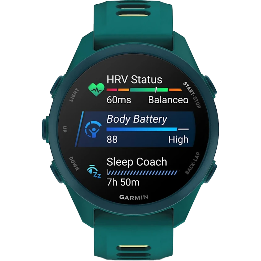 Умные часы Garmin Forerunner 170 Music Teal Green with Teal Green/Citron Band - 010-03920-12 - фото 4