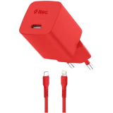 Сетевое зарядное устройство ttec SmartCharger Pro GAN 20W Neon Red + Lightning Cable (2SCG20LNK)
