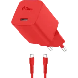 Сетевое зарядное устройство ttec SmartCharger Pro GAN 20W Neon Red + USB-C Cable (2SCG20CNK)