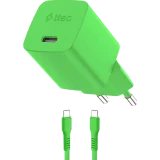 Сетевое зарядное устройство ttec SmartCharger Pro GAN 20W Neon Green + USB-C Cable (2SCG20CNY)