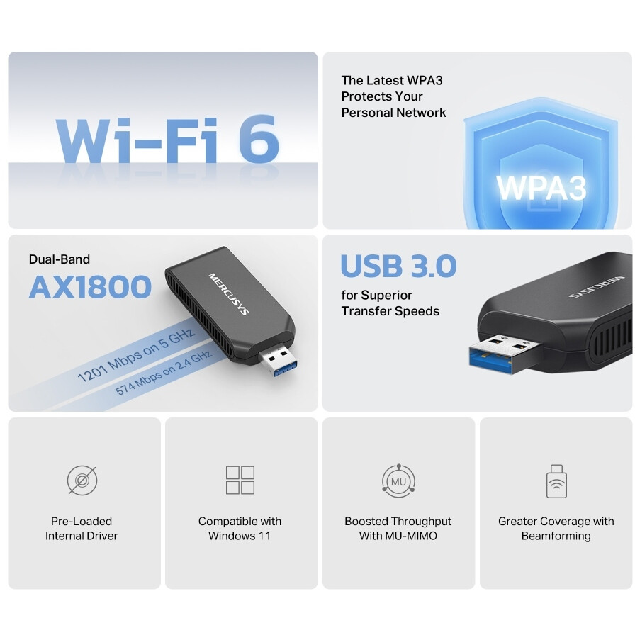 Wi-Fi адаптер Mercusys MA70XM - фото 5