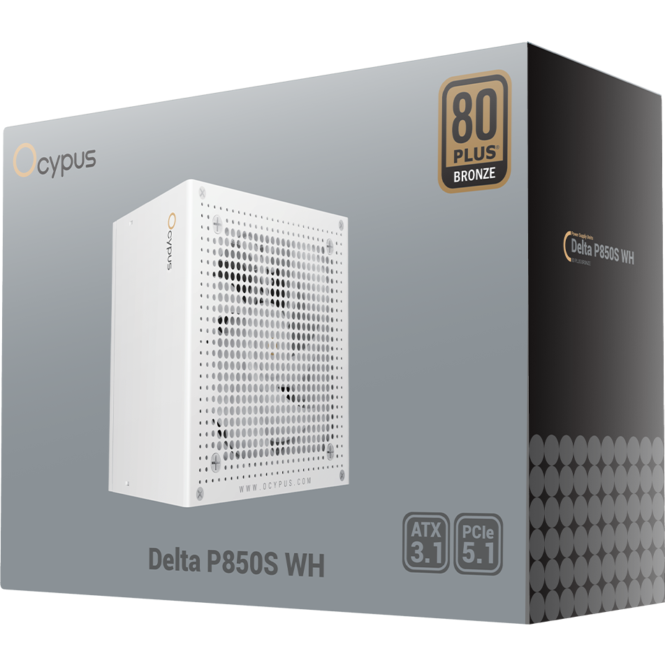 Блок питания 850W Ocypus Delta P850S White - Delta-P850S-BDFWH026X-EU - фото 8