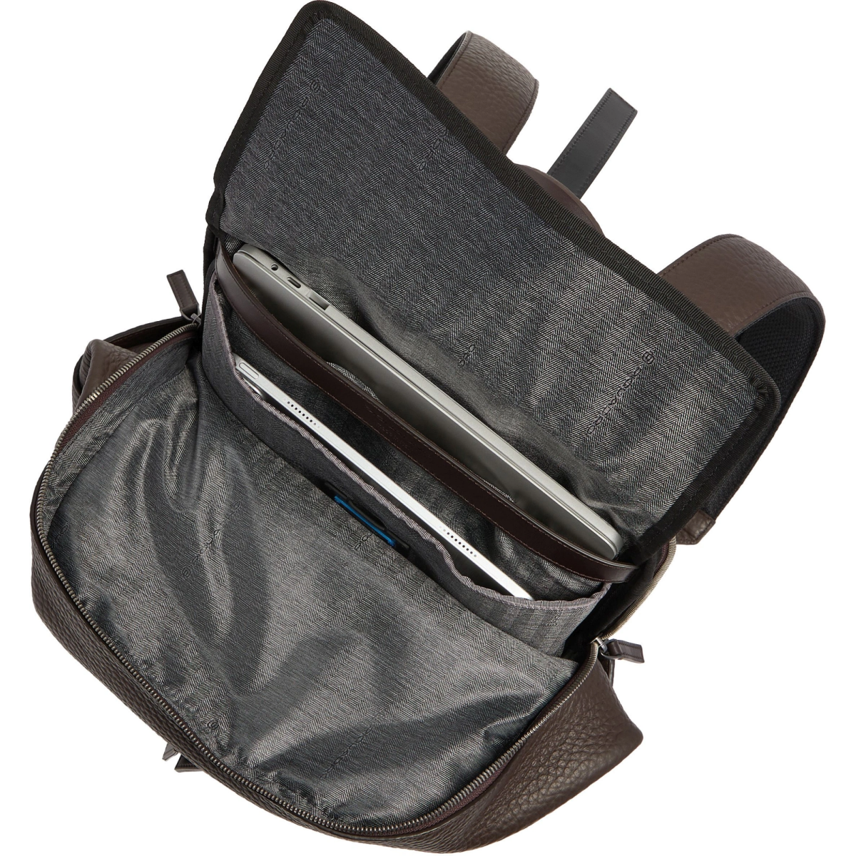 Рюкзак для ноутбука Piquadro Leather Travel Backpack Dark Brown (CA7263W151/TM) - фото 8