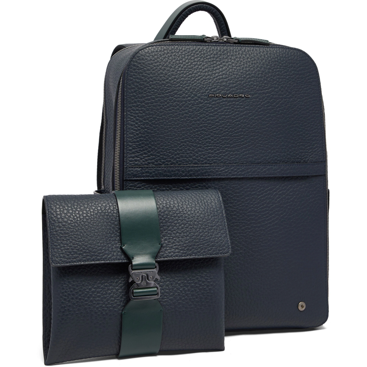 Рюкзак для ноутбука Piquadro Leather Travel Backpack Blue/Green (CA7263W151/BLUVE) - фото 3
