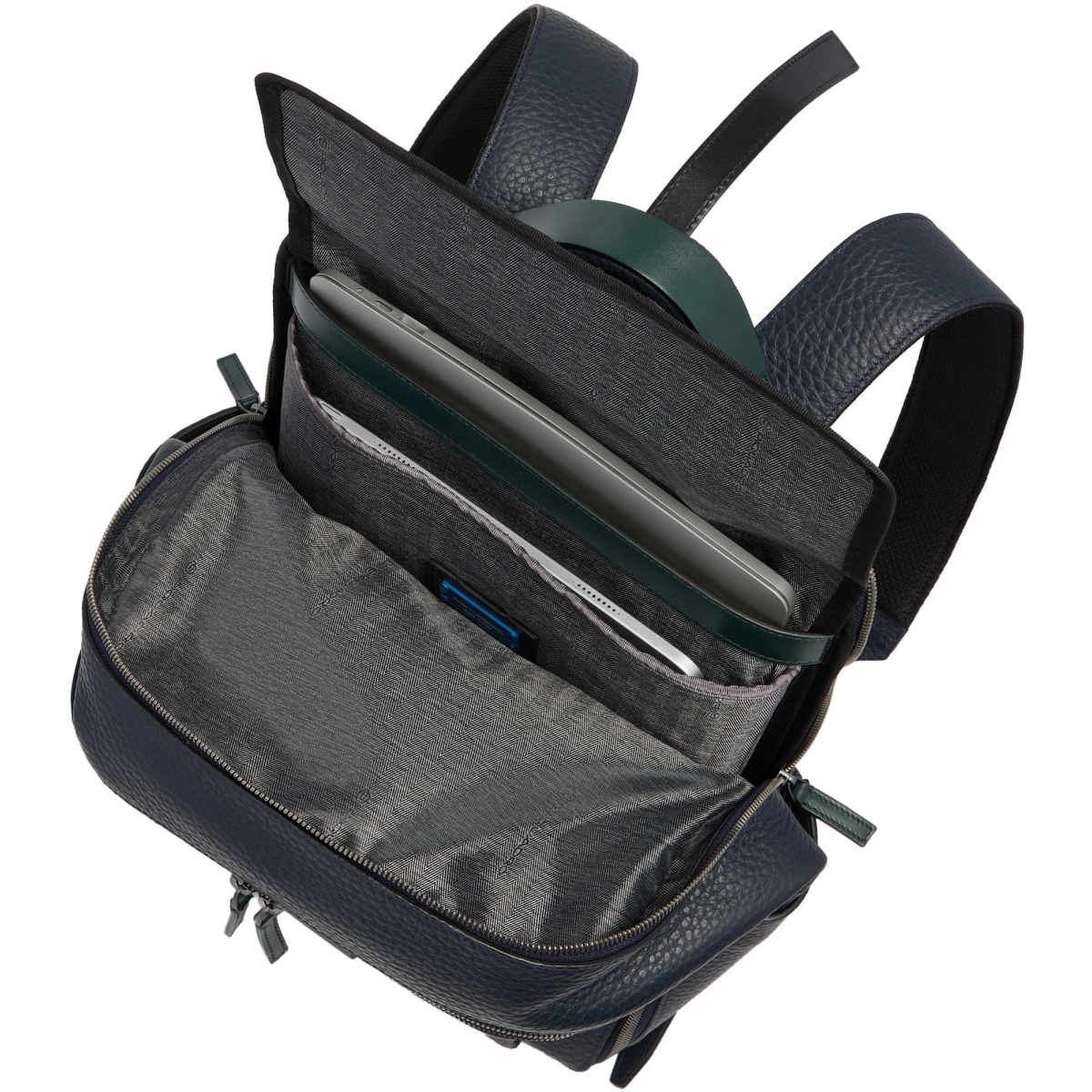 Рюкзак для ноутбука Piquadro Leather Travel Backpack Blue/Green (CA7263W151/BLUVE) - фото 11