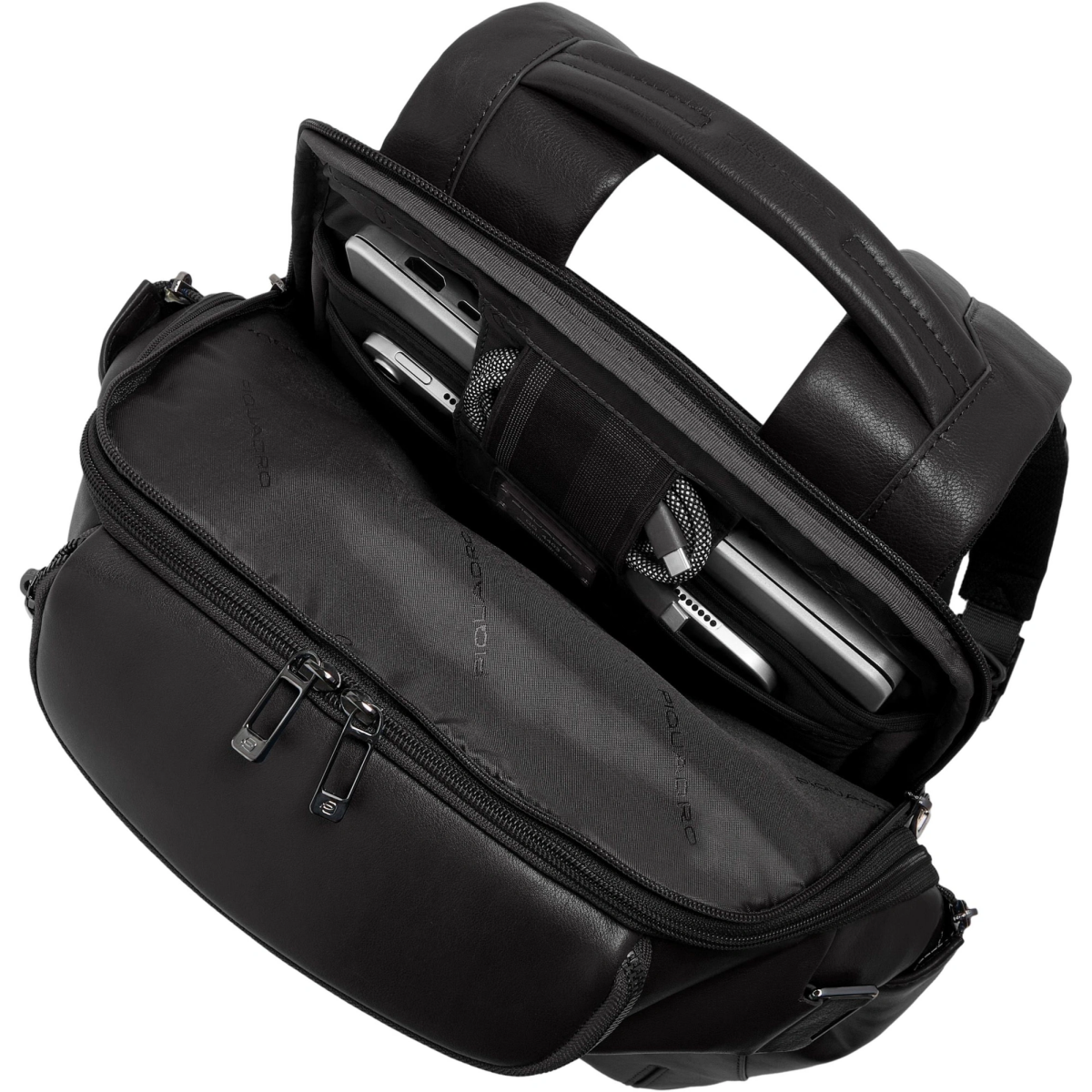 Рюкзак для ноутбука Piquadro Leather 14" with Wireless Charging Black (CA7180W143/N) - фото 4