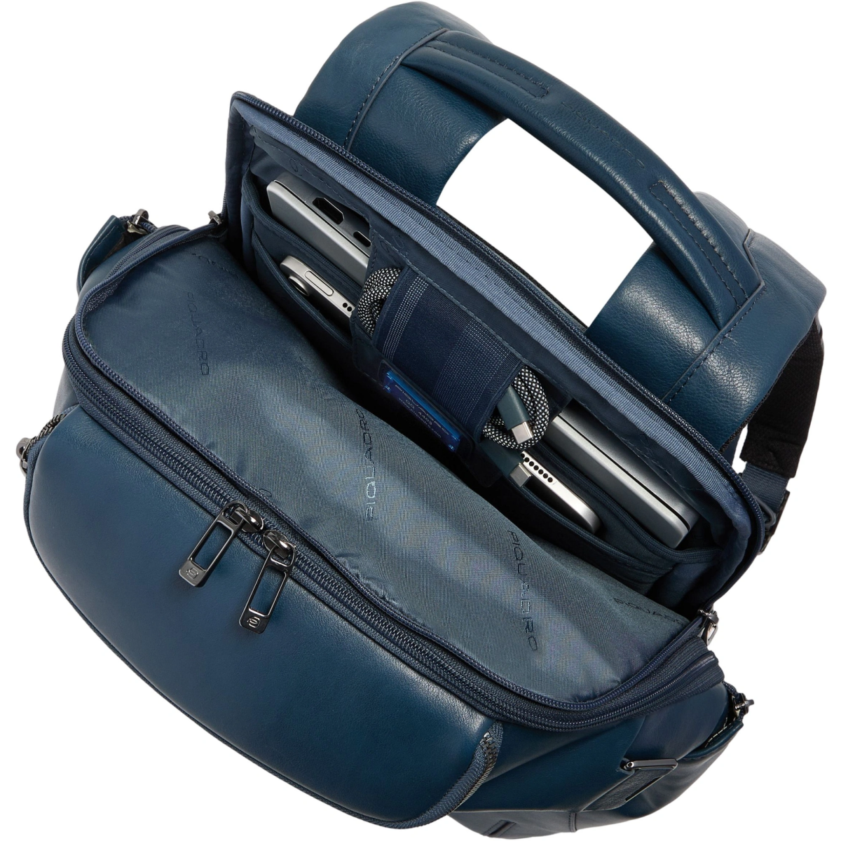 Рюкзак для ноутбука Piquadro Leather 14" with Wireless Charging Blue (CA7180W143/BLU) - фото 3