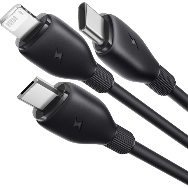 Кабель USB - microUSB/USB Type-C/Lightning, 0.8м, Baseus P10376303121-01 - фото 2