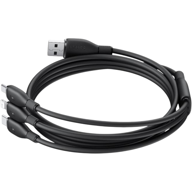 Кабель USB - microUSB/USB Type-C/Lightning, 0.8м, Baseus P10376303121-01 - фото 4