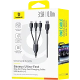 Кабель USB - microUSB/USB Type-C/Lightning, 0.8м, Baseus P10376303121-01