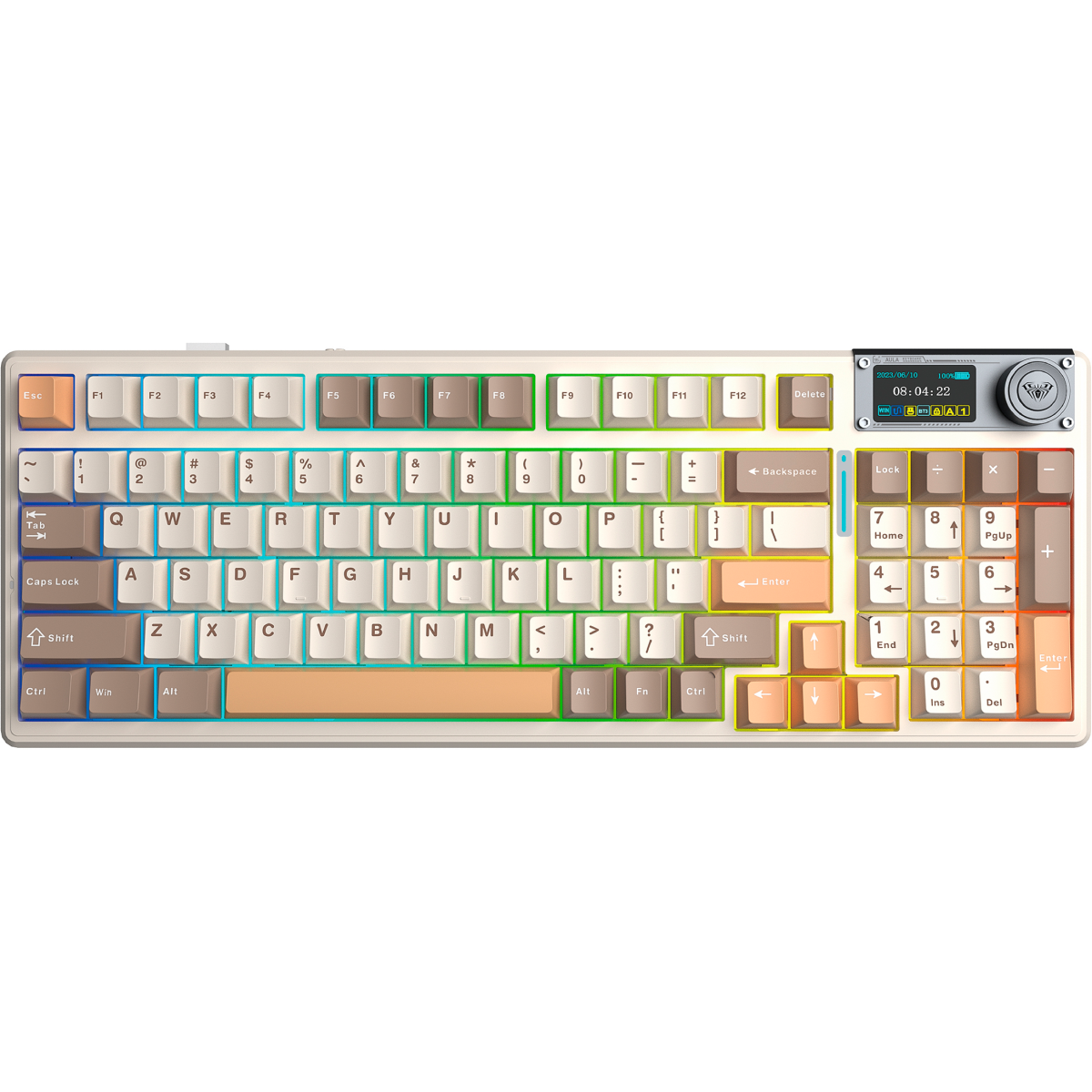 Клавиатура AULA F98Pro V3 White/Brown/Orange