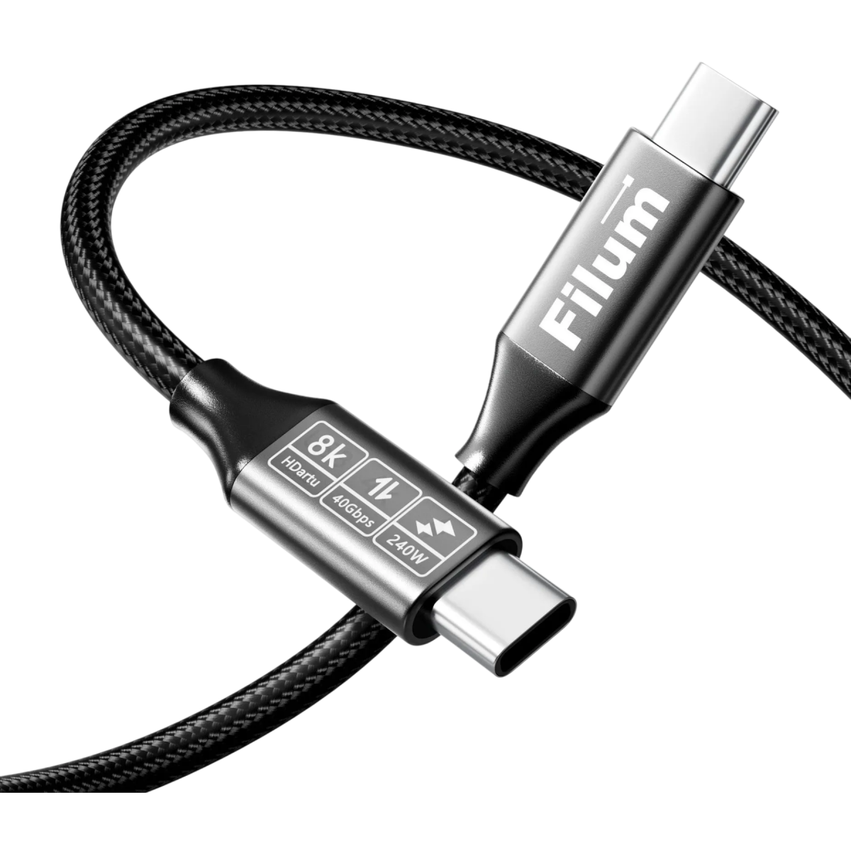 Кабель USB Type-C - USB Type-C, 1м, Filum FL-USB-40G240W-CM/CM-1M - фото 4