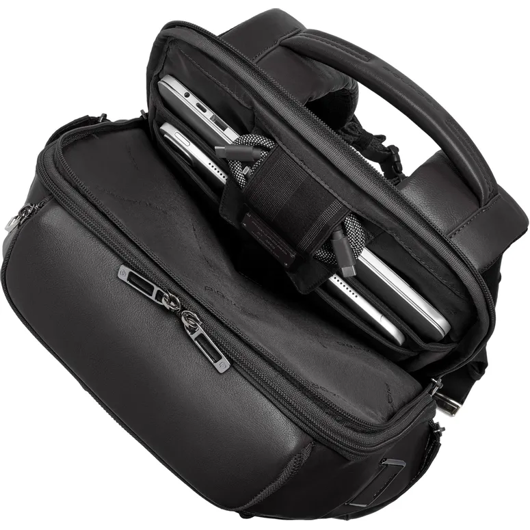 Рюкзак для ноутбука Piquadro Two-Compartment Leather 15.6" Black (CA7181W143/N) - фото 9