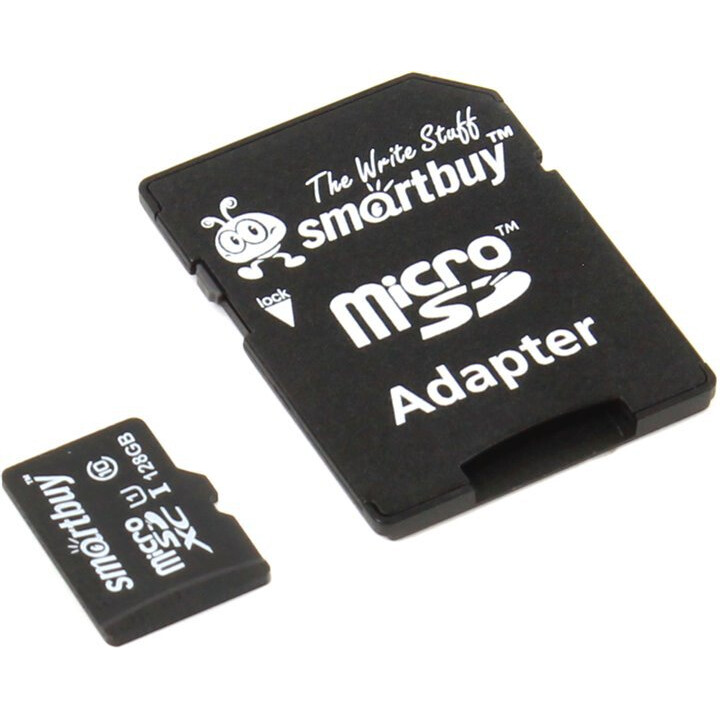 Карта памяти 128GB MicroSD SmartBuy + SD адаптер (SB128GBSDCL10-01)