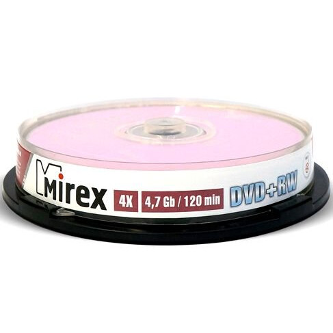 Диск DVD+RW Mirex 4.7GB 4x Cake Box (10 шт.) (202639)