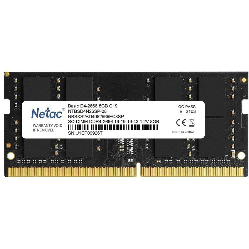 Оперативная память 8GB DDR4 2666MHz Netac SO-DIMM (NTBSD4N26SP-08)