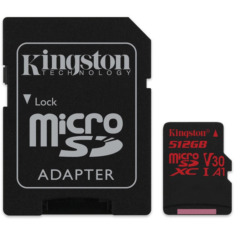Карта памяти 512GB MicroSD Kingston Canvas React + SD адаптер (SDCR/512GB)