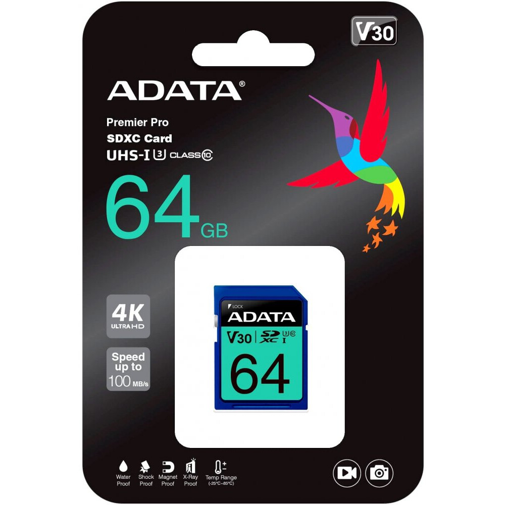 Карта памяти 64Gb SD ADATA  Premier Pro (ASDX64GUI3V30S-R) - фото 2