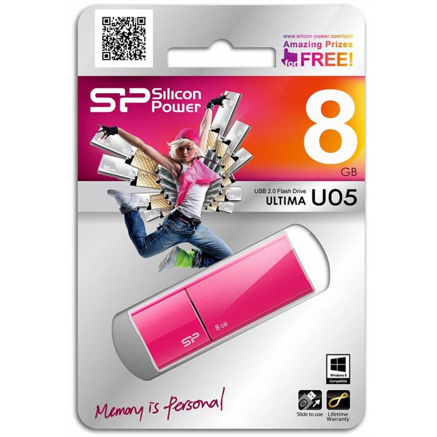 USB Flash накопитель 8Gb Silicon Power Ultima U05 Pink (SP008GBUF2U05V1H) - фото 3