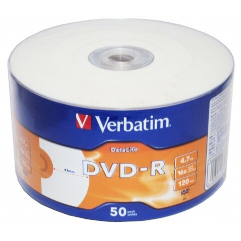 Диск DVD-R Verbatim 4.7GB 16x Shrink Printable (50 шт.)