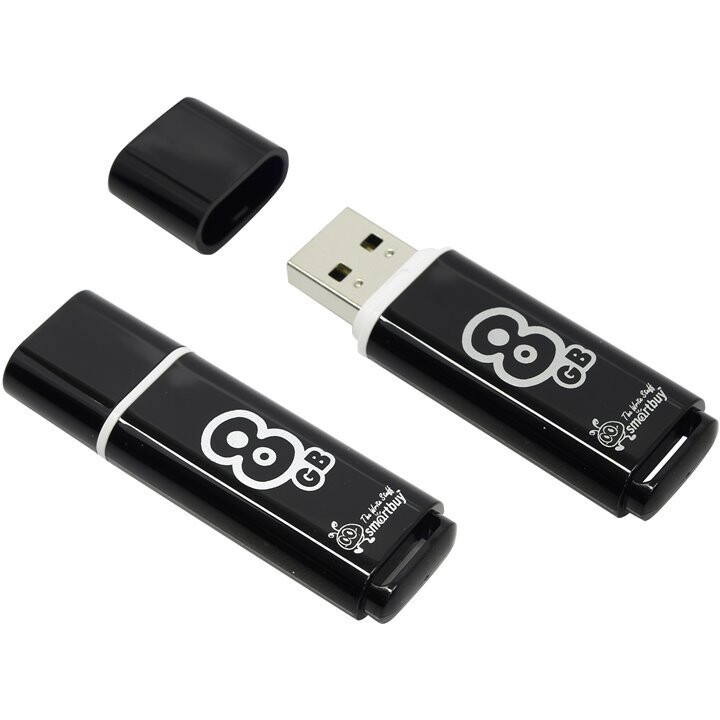 USB Flash накопитель 8GB SmartBuy Glossy Black (SB8GBGS-K)