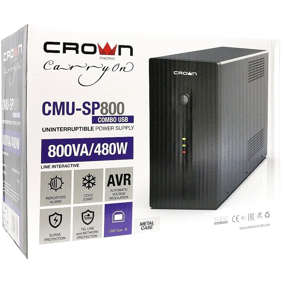 ИБП Crown CMU-SP800COMBO USB - CMU-SP800COMBOUSB - фото 3