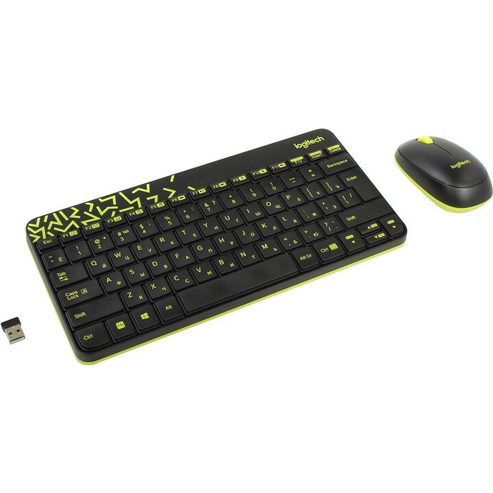 Клавиатура + мышь Logitech Wireless Combo MK240 Nano Black/Yellow (920-008213/920-008198)
