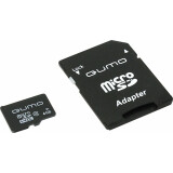 Карта памяти 4Gb MicroSD QUMO + SD адаптер  (QM4GMICSDHC10)