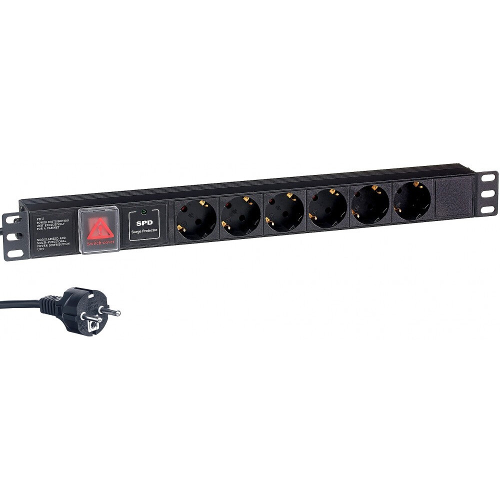 Блок розеток ExeGate PDU-19H608 Al-6S-EU2-SW-SPD1