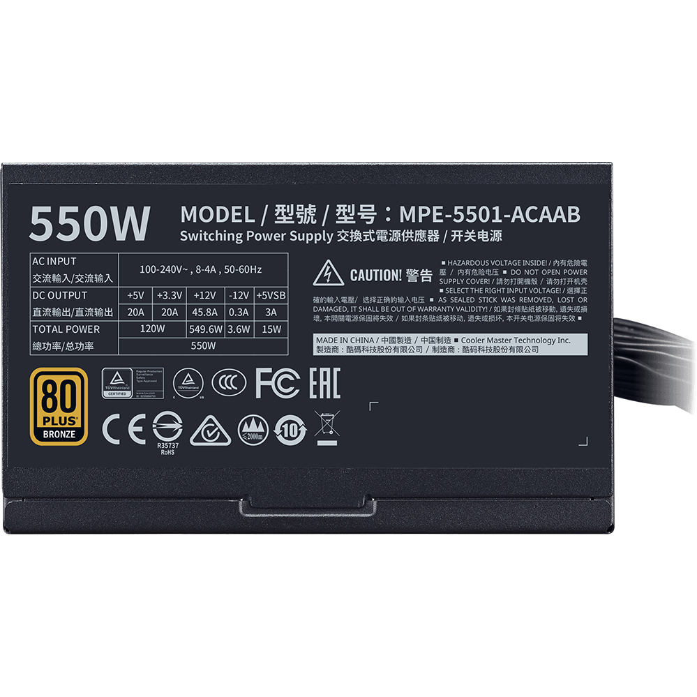 Блок питания 550W Cooler Master MWE Bronze V2 (MPE-5501-ACAAB-EU) - фото 7