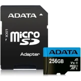 Карта памяти 256Gb MicroSD ADATA Premier + SD адаптер  (AUSDX256GUICL10A1-RA1)