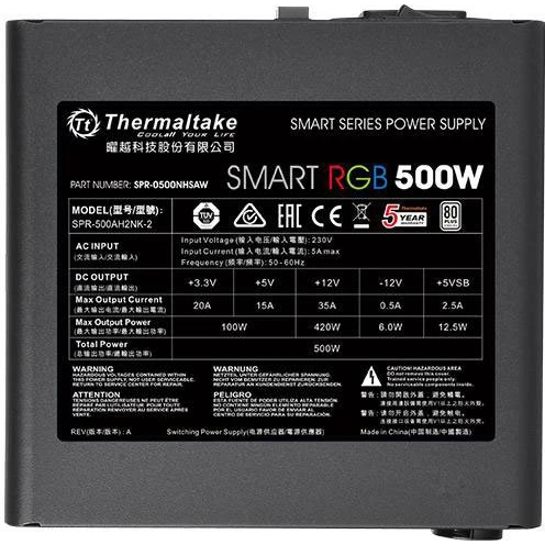 Блок питания 500W Thermaltake Smart RGB (PS-SPR-0500NHSAWE-1) - фото 2