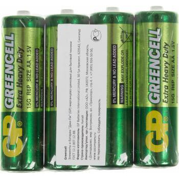 Батарейка GP 15G Greencell (AA, 4 шт.) - GP 15G-OS4