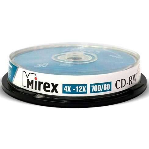 Диск CD-RW Mirex 700MB 12x Cake Box (10 шт.) (203384)
