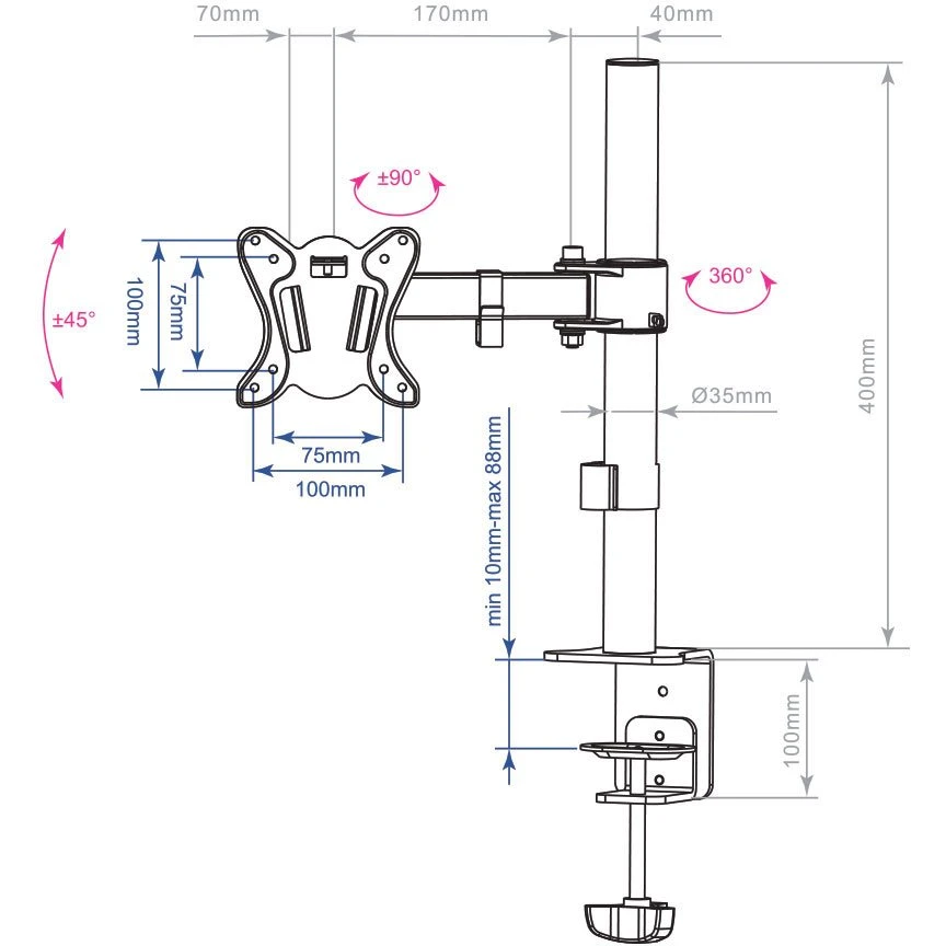 Кронштейн ARM MEDIA LCD-T11 Black - фото 2