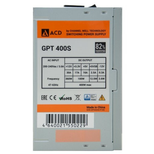 Блок питания 400W ACD GPT-400S OEM - фото 3