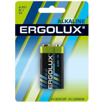 Батарейка Ergolux (6LR61, 1 шт.)