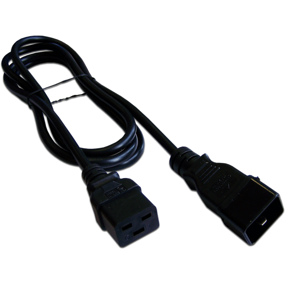 Кабель питания C19 - C20, 0.5м, Lanmaster LAN-PP19/20-0.5-BK