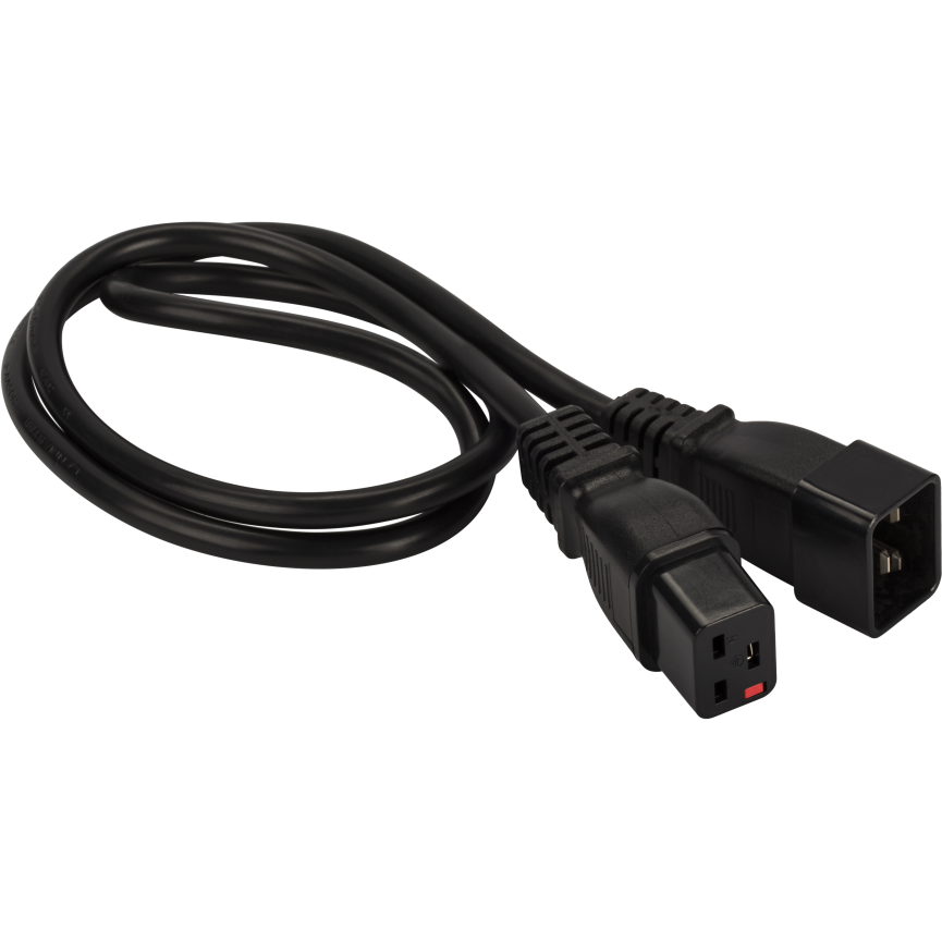 Кабель питания C19 - C20, 0.5м, Lanmaster LAN-PP19L/20-0.5-BK