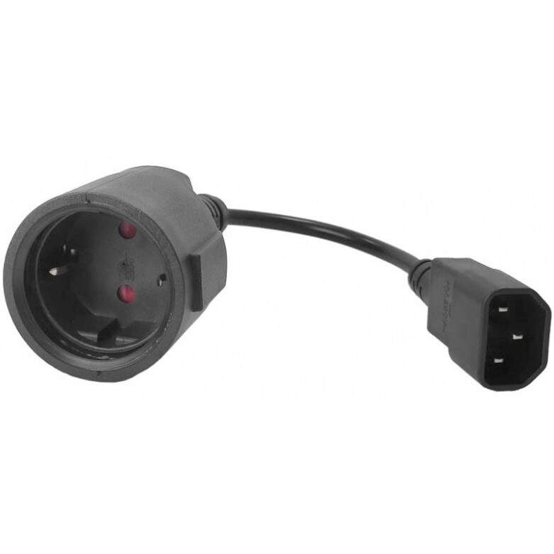 Переходник питания Schuko - C14, 0.2м, Lanmaster LAN-PPS/14-0.2-BK