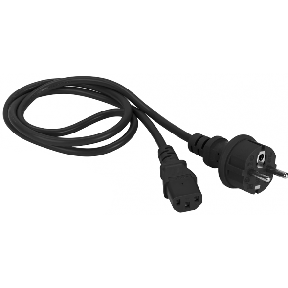 Кабель питания Schuko - C13, 0.5м, Lanmaster LAN-PP13/SH-0.5-BK