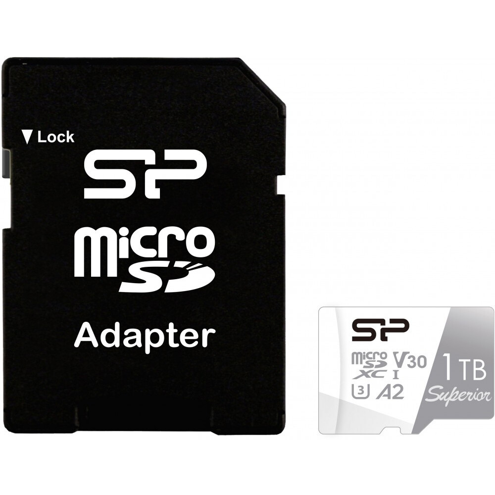 Карта памяти 1Tb microSD Silicon Power Superior + SD адаптер (SP001TBSTXDA2V20SP)